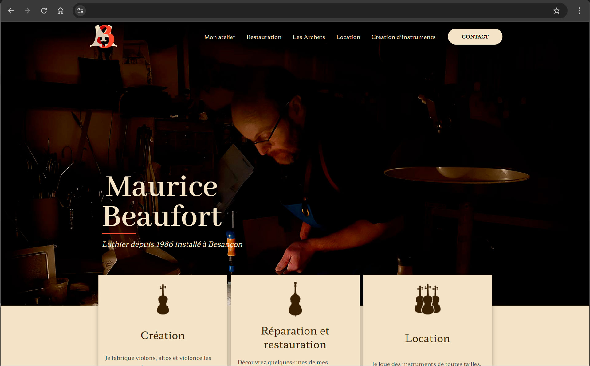 Site Internet de Maurice Beaufort, Luthier à Besançon